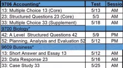 CIA A-level 5-6月考试时间表