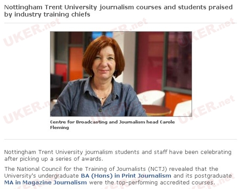 诺丁汉特伦特大学获得英国记者培训国家委员会大奖