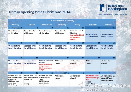诺丁汉大学发布学校图书馆关闭通知