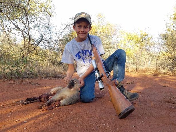 英国游客涌入南非杀猴子取乐，幼童微笑持枪与猎物死尸合影留念