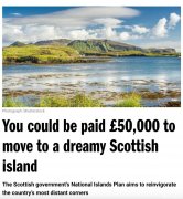 苏格兰新政：搬到海岛寓居就嘉奖5万镑，拿钱享用仙人糊口！
